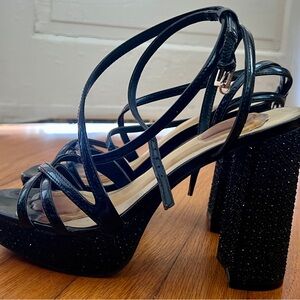 Guess Black Strappy Platform Heels
